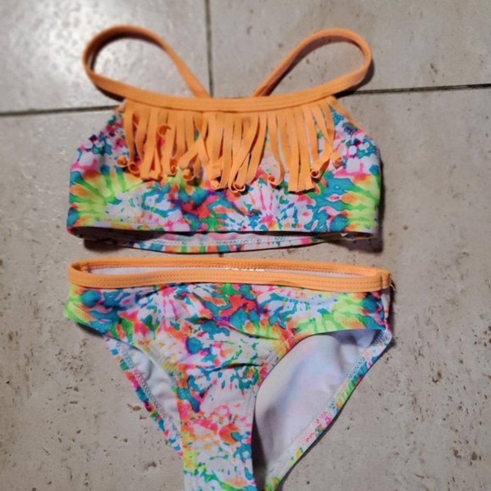 Multicolor Tankini Swimsuit Size 4 Fringe Beach Swim
